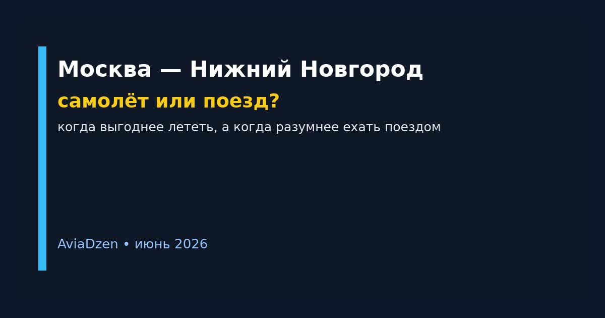 Москва — Нижний Новгород: сравнение самолёта и поезда по цене и времени в пути
