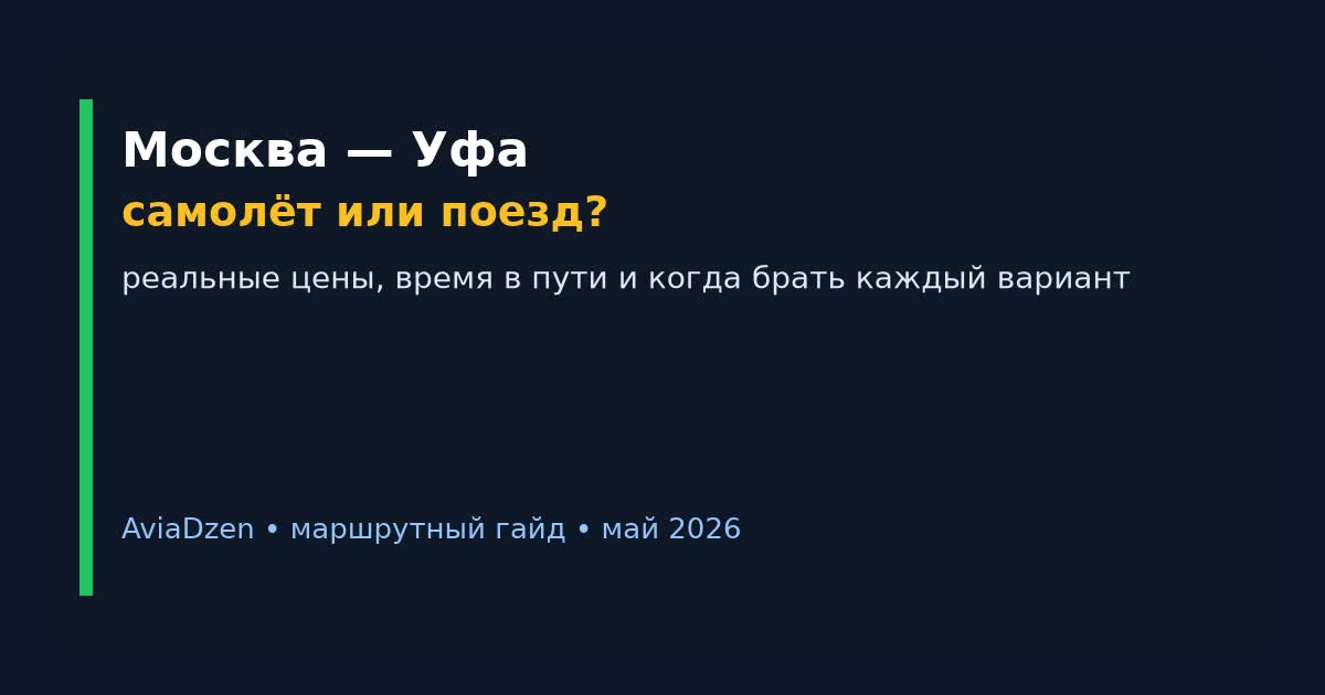 Маршрут Москва — Уфа: сравнение самолёта и поезда по цене и времени в пути