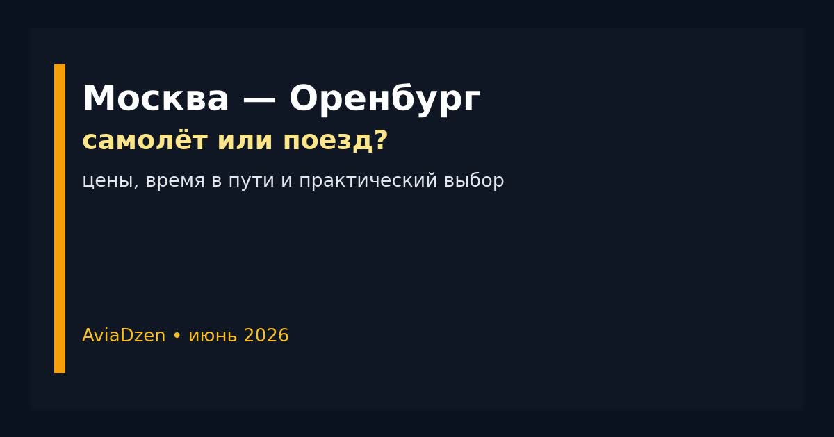 Москва — Оренбург: сравнение самолёта и поезда по цене и времени в пути