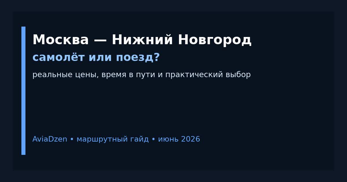 Москва — Нижний Новгород: сравнение самолёта и поезда по цене и времени в пути