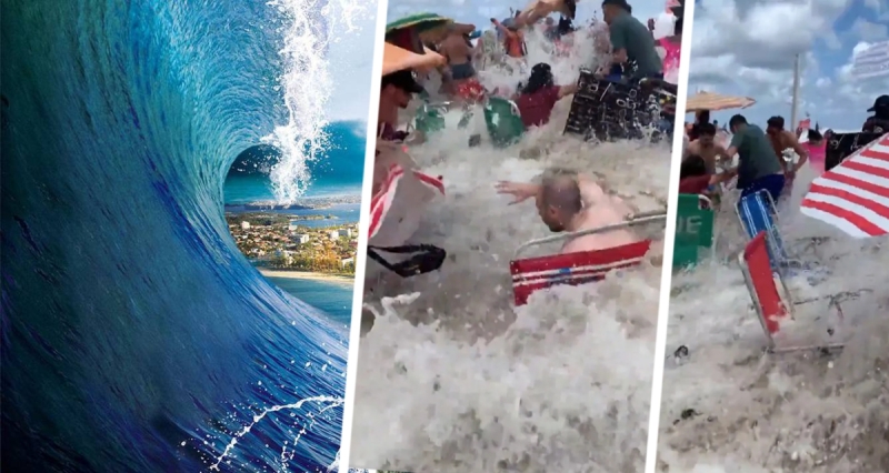 Ничто не предвещало беды: туристы на популярном пляже были смыты в море "волной-убийцей" размером с цунами